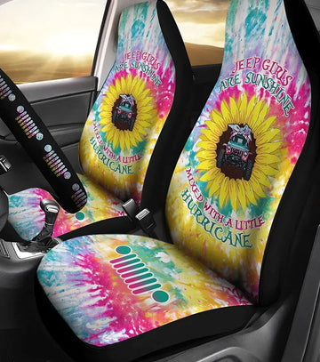 BlueJose Jeep Girls Are Sunshine Tie Dye Automotive Car Seat Cover