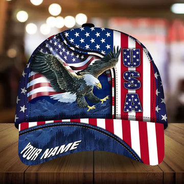 BlueJose Premium American Eagle Patriotism 3D Cap American Flag Personalized