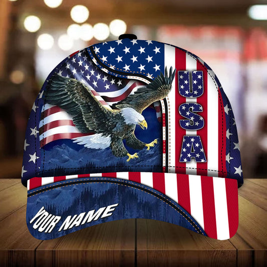 BlueJose Premium American Eagle Patriotism 3D Cap American Flag Personalized