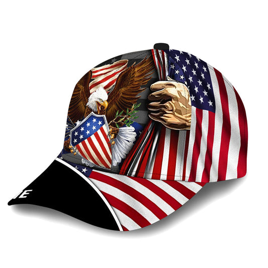 BlueJose Premium Eagle Patriotic 3D Cap American Flag Hat Personalized
