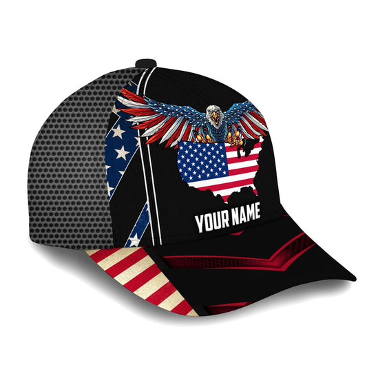 BlueJose Premium Eagle Patriotic 3D Cap America Map Personalized