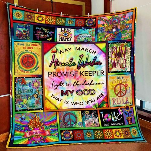 BlueJose Way Maker Miracle Worker Promise Keeper Light In The Darkness Hippie Quilt Blanket