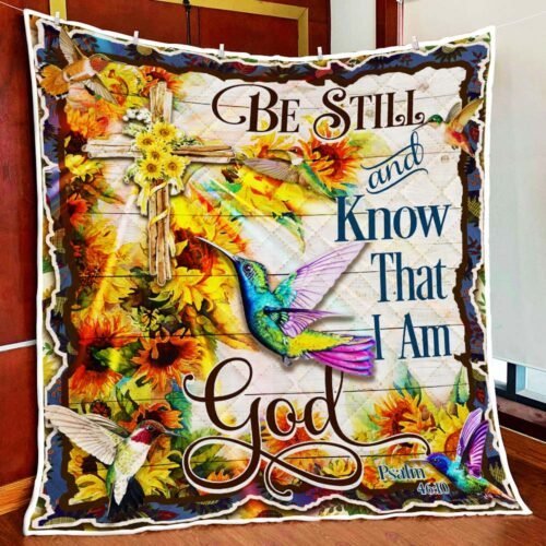 BlueJose Hummingbird Be Still And Know That I Am God Quilt Blanket UXGO33QI