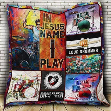 BlueJose In Jesus Name I Play Drummer Quilt