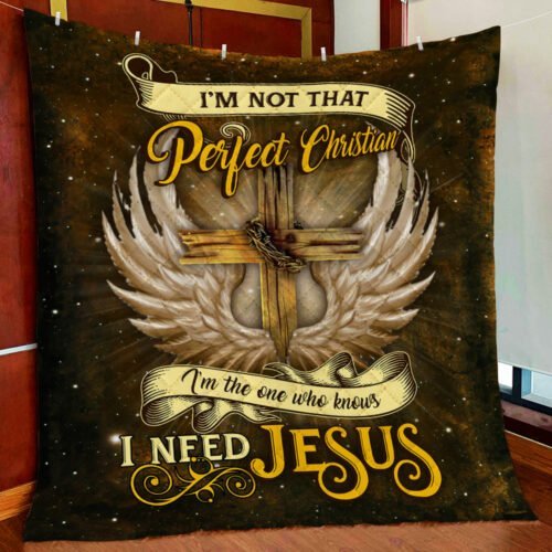 BlueJose I Need Jesus Quilt Blanket