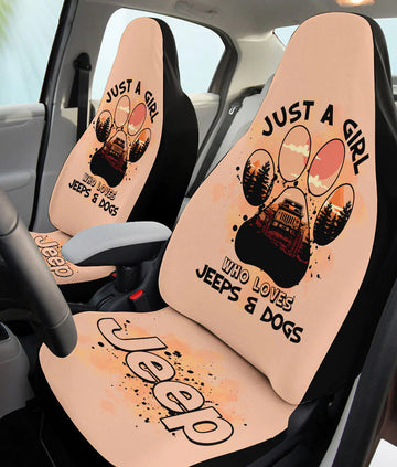 BlueJose Just A Girl Who Loves Jeeps And Dog Pastel Car Seat Cover