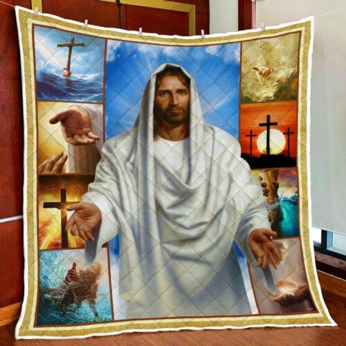 BlueJose Jesus Reaching Hand Quilt Blanket