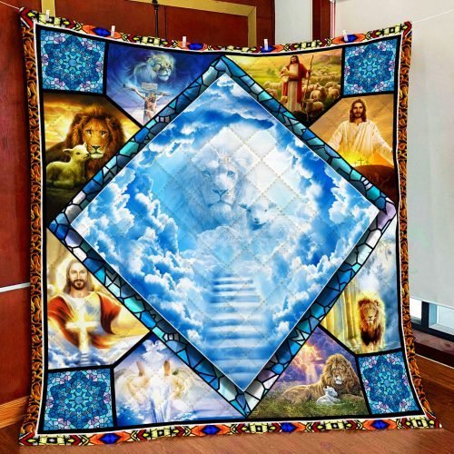 BlueJose Jesus Christian Lion Quilt Blanket