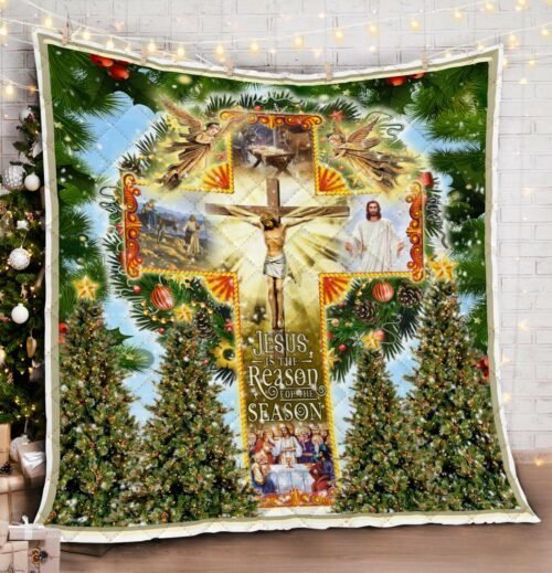 BlueJose Jesus Is The Reason For The Season Christmas Quilt Blanket