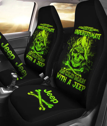 BlueJose Never Underestimate An Old Jeep Man Car Seat Cover