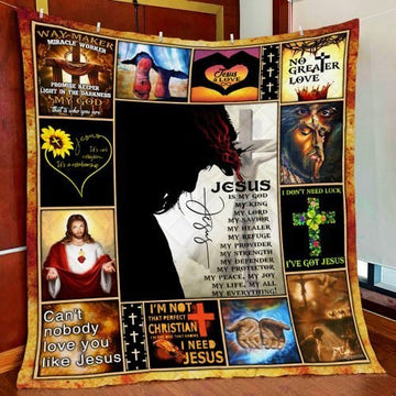 BlueJose Jesus No Greater Love Quilt Blanket