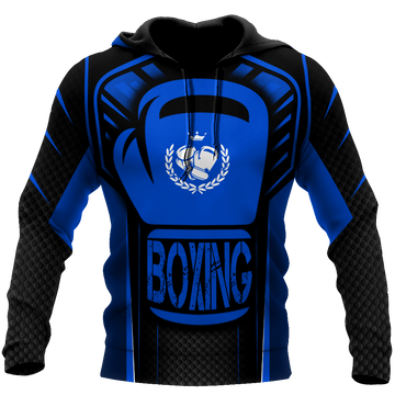 BlueJose Boxing Black & Royal Blue 3D Hoodie