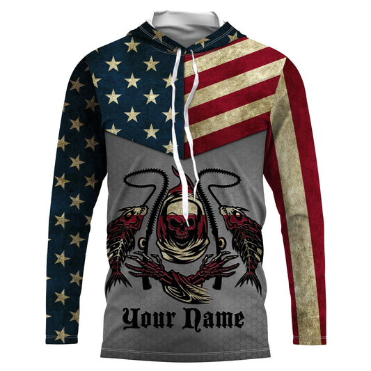 BlueJose Halloween American Flag Fish Reaper Custom Long Sleeve Shirts