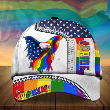 BlueJose Limited Edition American Pride, Lgbt Pride Us Eagle Cap Personalized
