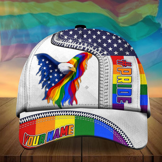 BlueJose Limited Edition American Pride, Lgbt Pride Us Eagle Cap Personalized