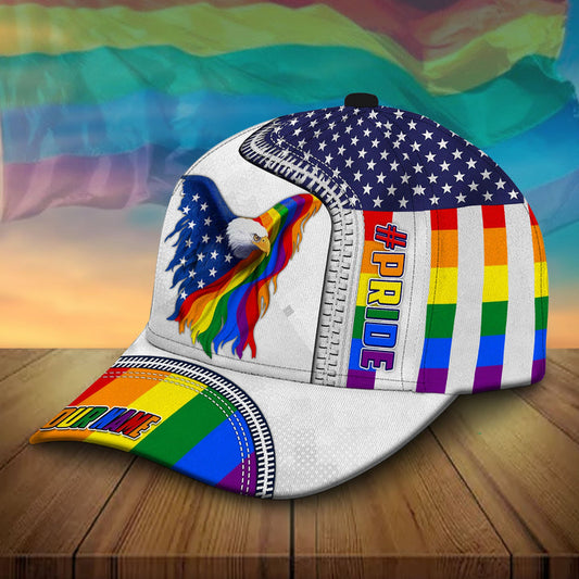 BlueJose Limited Edition American Pride, Lgbt Pride Us Eagle Cap Personalized