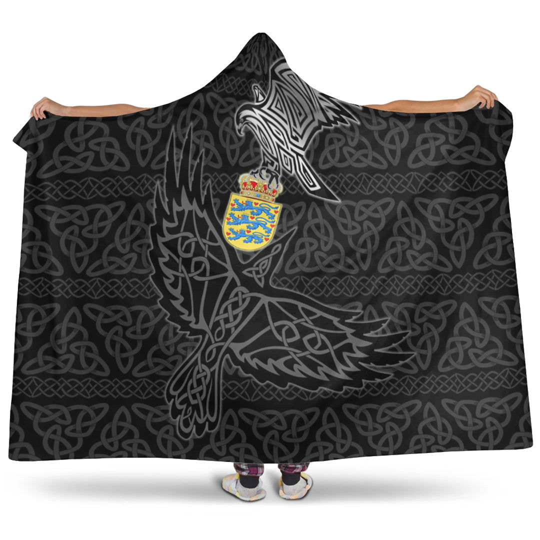 VikingStyle Hooded Blanket -Denmark Raven Viking Set Hooded Blanket A95