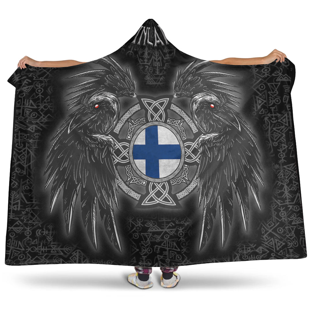 VikingStyle Hooded Blanket - Finland Viking Raven Hooded Blanket A95
