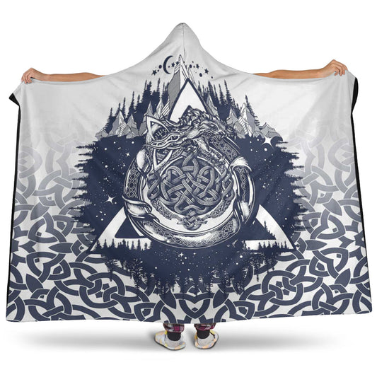 VikingStyle Hooded Blanket - Ouroboros Celtic Style Hooded Blanket A35