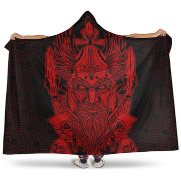 VikingStyle Hooded Blanket - Odin And Raven Red Viking Homeset Hooded Blanket A95