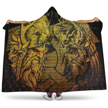 VikingStyle Hooded Blanket - Norse Warrior Berserker Gold Hooded Blanket A94