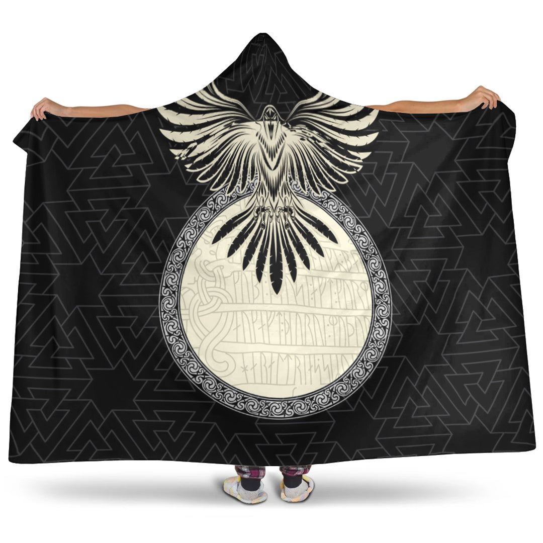 VikingStyle Hooded Blanket - Viking Raven Gold Hooded Blanket A95