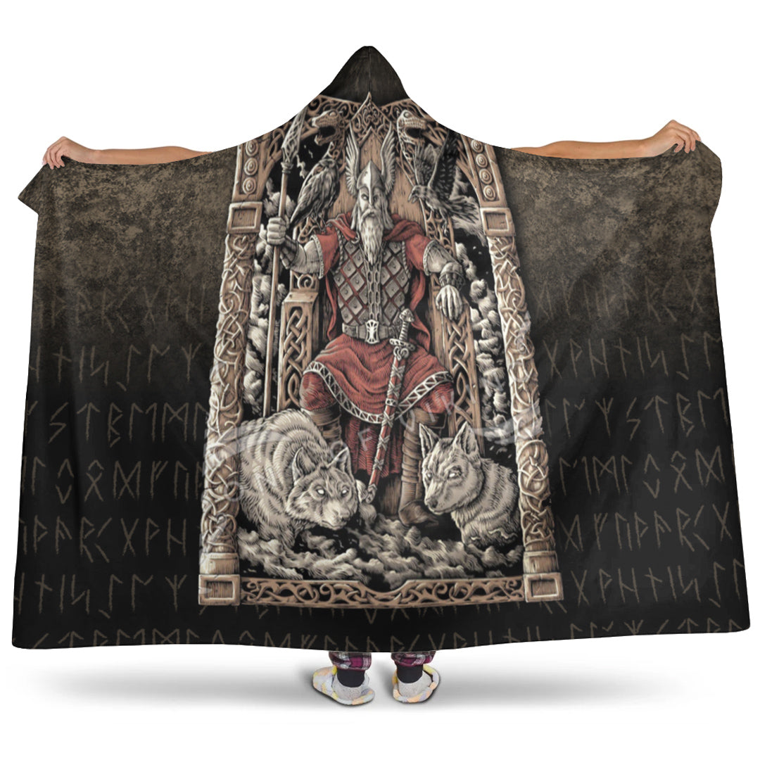 VikingStyle Hooded Blanket - Odin on Throne Hooded Blanket A7