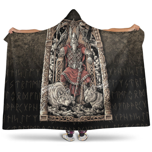 VikingStyle Hooded Blanket - Odin on Throne Hooded Blanket A7
