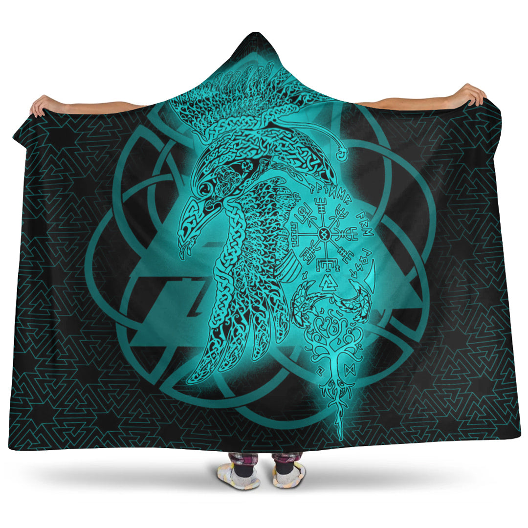 VikingStyle Hooded Blanket - Raven Valknut Viking Homeset Hooded Blanket A95