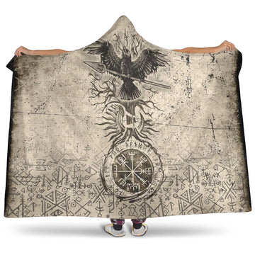 VikingStyle Hooded Blanket - Viking Raven Carry Spear of Odin Vintage Hooded Blanket A35