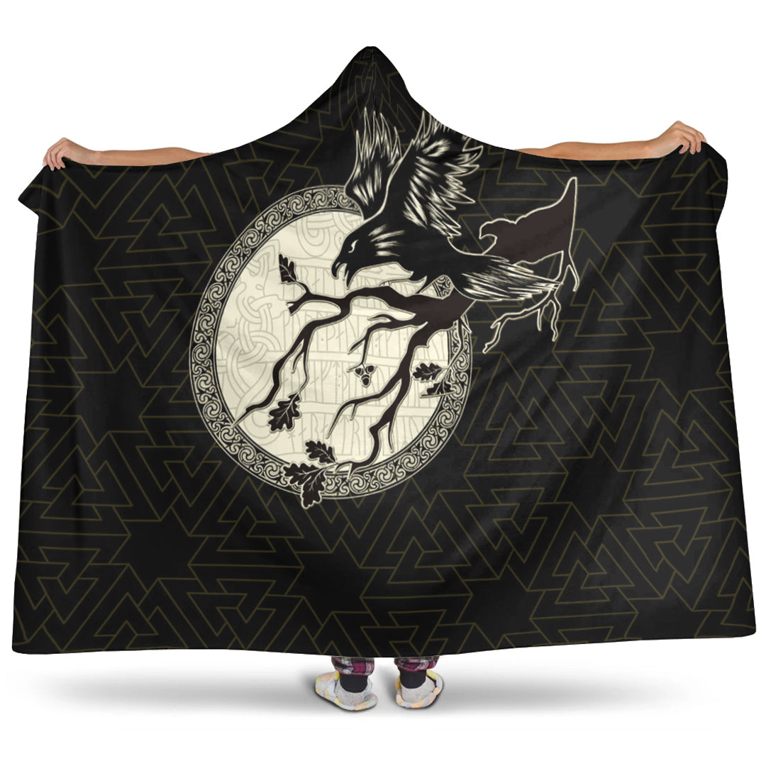 VikingStyle Hooded Blanket - Viking Raven Hooded Blanket A95