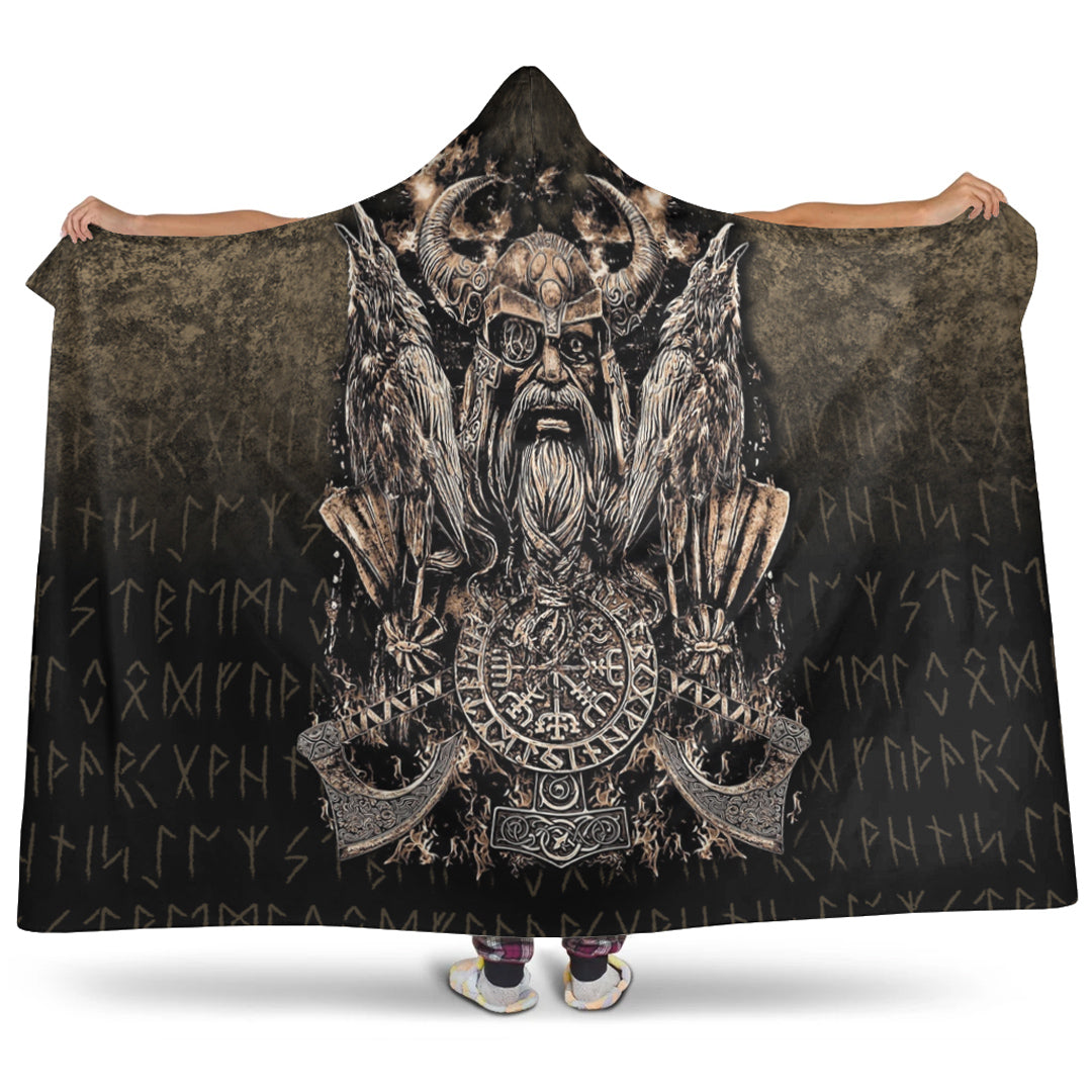 VikingStyle Hooded Blanket - Odin with Hugin and Munin Hooded Blanket A7