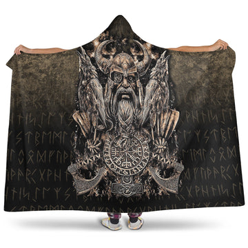 VikingStyle Hooded Blanket - Odin with Hugin and Munin Hooded Blanket A7