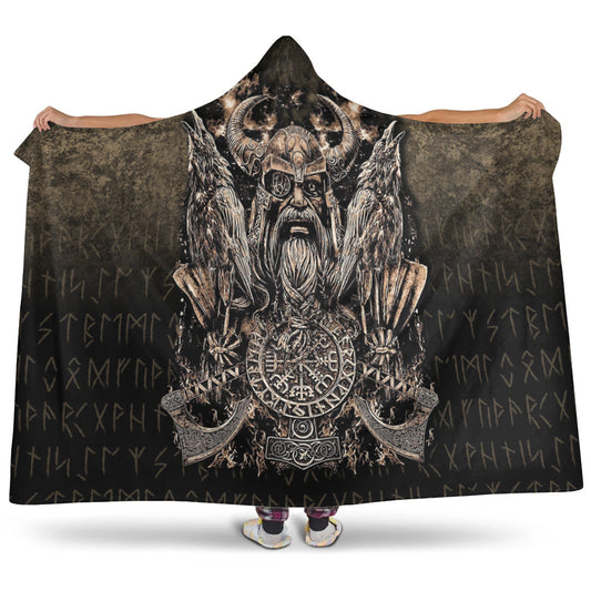 VikingStyle Hooded Blanket - Odin with Hugin and Munin Hooded Blanket A7