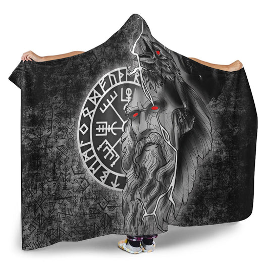 VikingStyle Hooded Blanket - Odin Viking Raven Of Odin Hooded Blanket A95