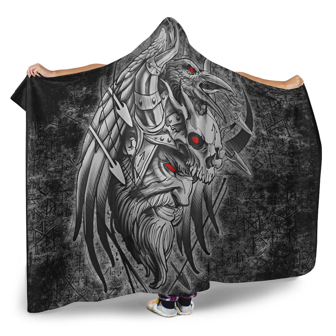 VikingStyle Hooded Blanket - Odin Viking Raven Of Odin Viking Hooded Blanket A95