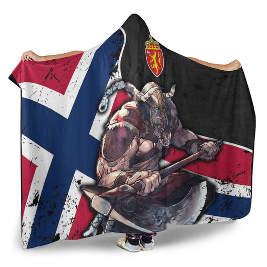 VikingStyle Hooded Blanket - Norway Warrior Brush Style Hooded Blanket A35