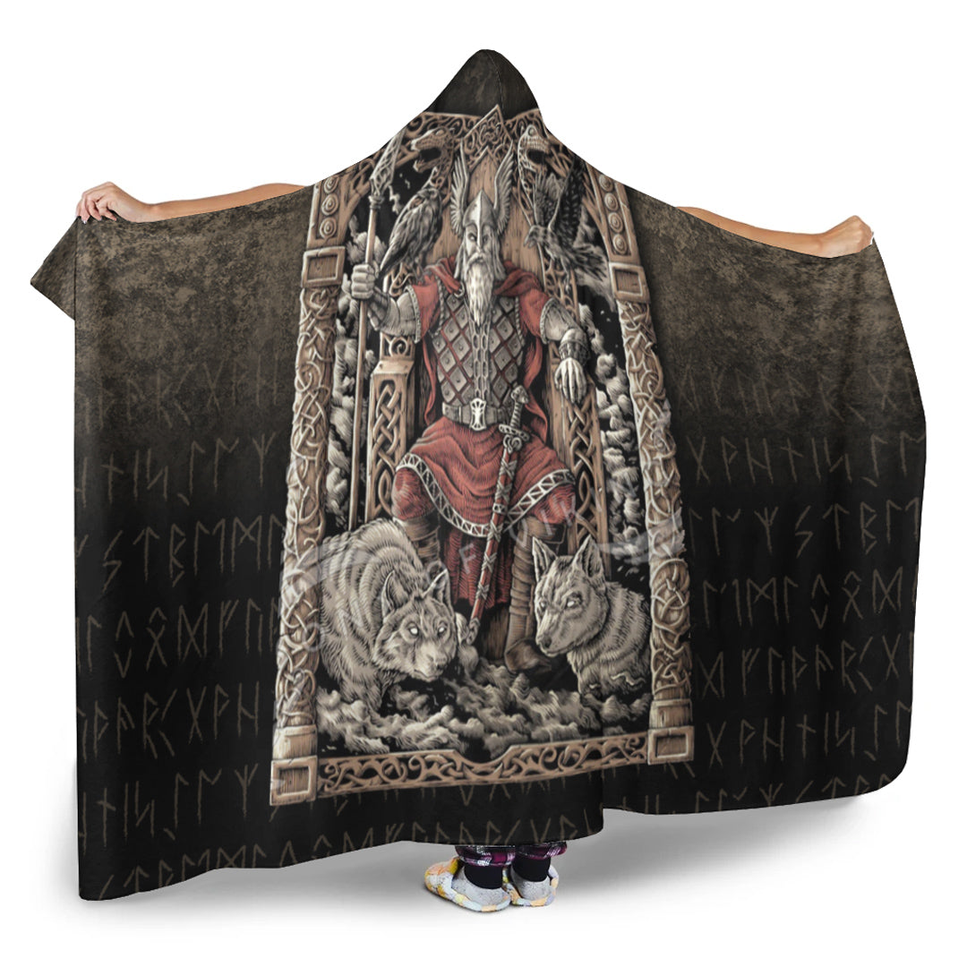 VikingStyle Hooded Blanket - Odin on Throne Hooded Blanket A7