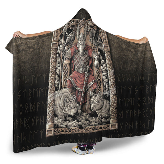 VikingStyle Hooded Blanket - Odin on Throne Hooded Blanket A7