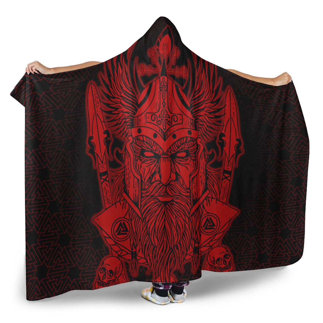VikingStyle Hooded Blanket - Odin And Raven Red Viking Homeset Hooded Blanket A95