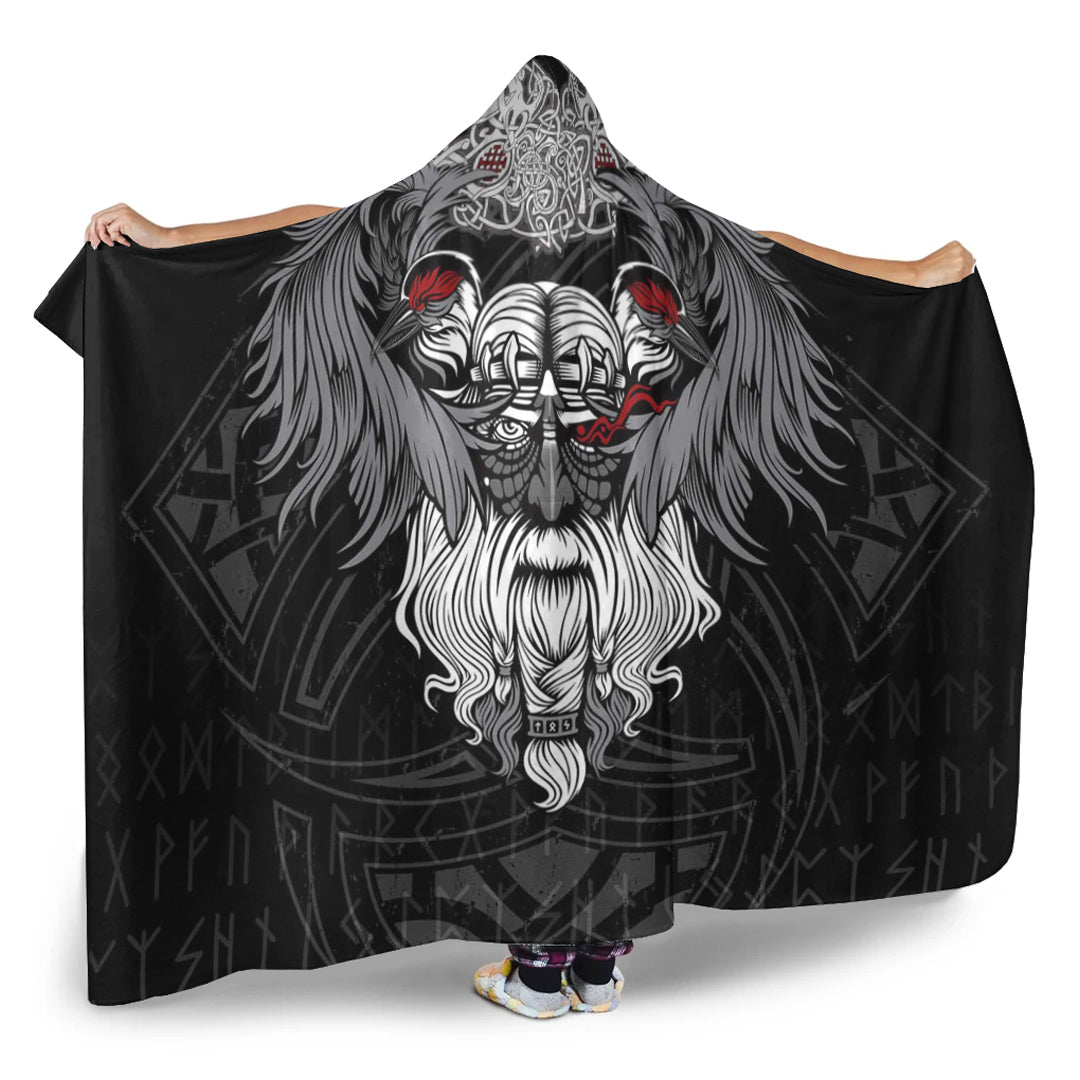 VikingStyle Hooded Blanket - God Odin and His Raven Hooded Blanket A94