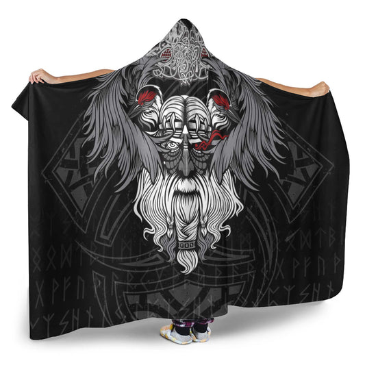 VikingStyle Hooded Blanket - God Odin and His Raven Hooded Blanket A94