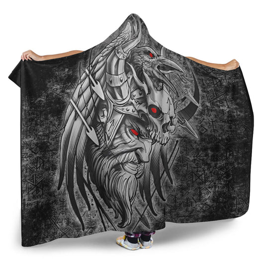 VikingStyle Hooded Blanket - Odin Viking Raven Of Odin Viking Hooded Blanket A95