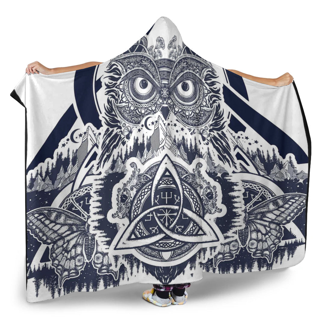 VikingStyle Hooded Blanket - Viking Owl Celtic Hooded Blanket A35