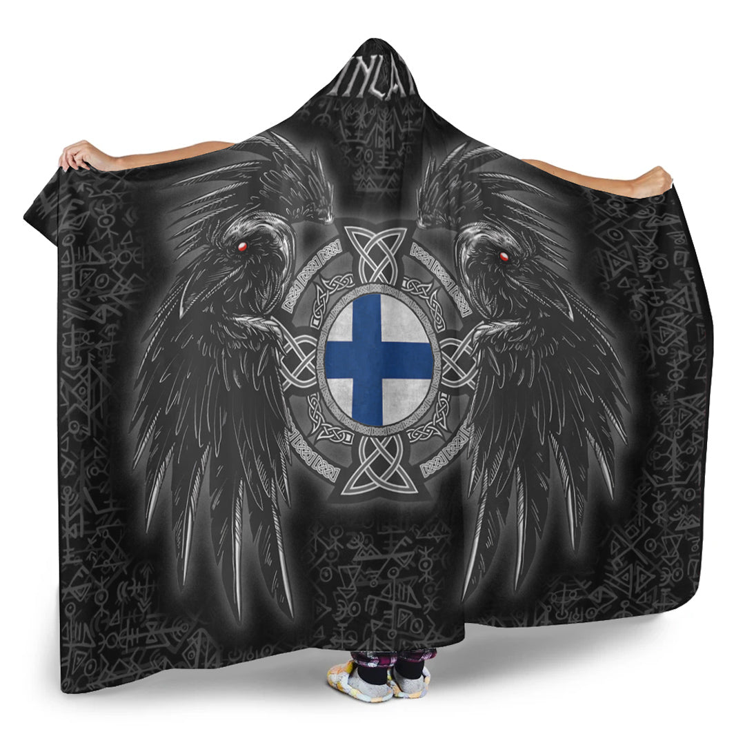 VikingStyle Hooded Blanket - Finland Viking Raven Hooded Blanket A95