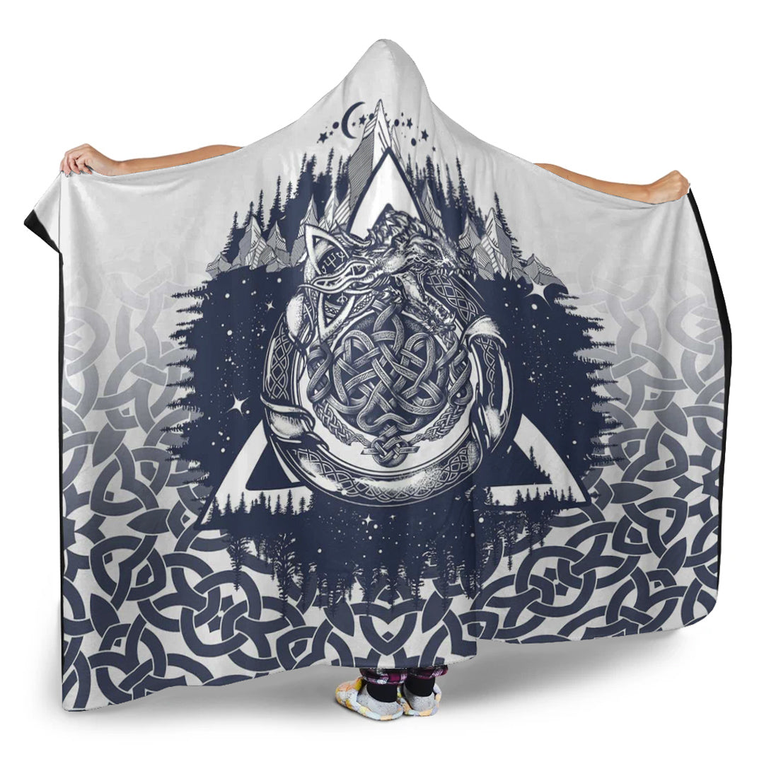 VikingStyle Hooded Blanket - Ouroboros Celtic Style Hooded Blanket A35