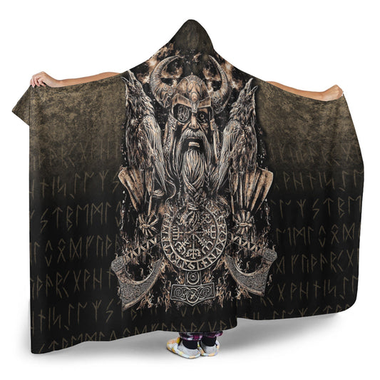 VikingStyle Hooded Blanket - Odin with Hugin and Munin Hooded Blanket A7