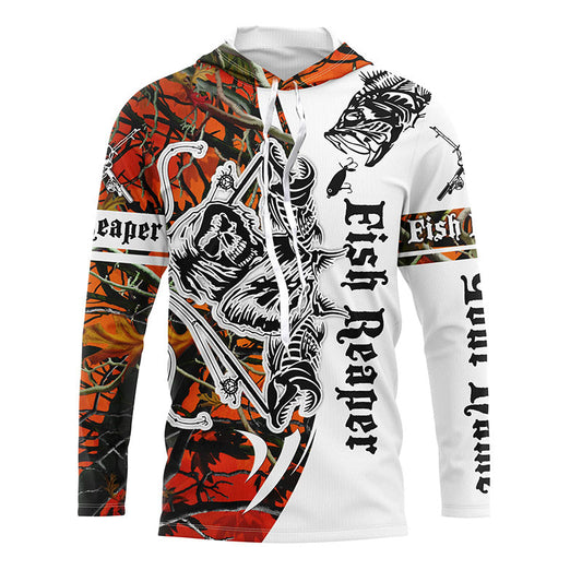 BlueJose Halloween Fish Skeleton Custom Name Long Sleeve Fishing Shirts