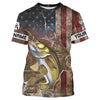 Bluejose Personalized American Flag Walleye Fishing Shirts, Patriotic Walleye