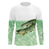 Bluejose Custom Musky Fishing Green Sea Water Camo Tournament Fishing Jerseys, Muskie Fishing Long Sleeve Shirt
